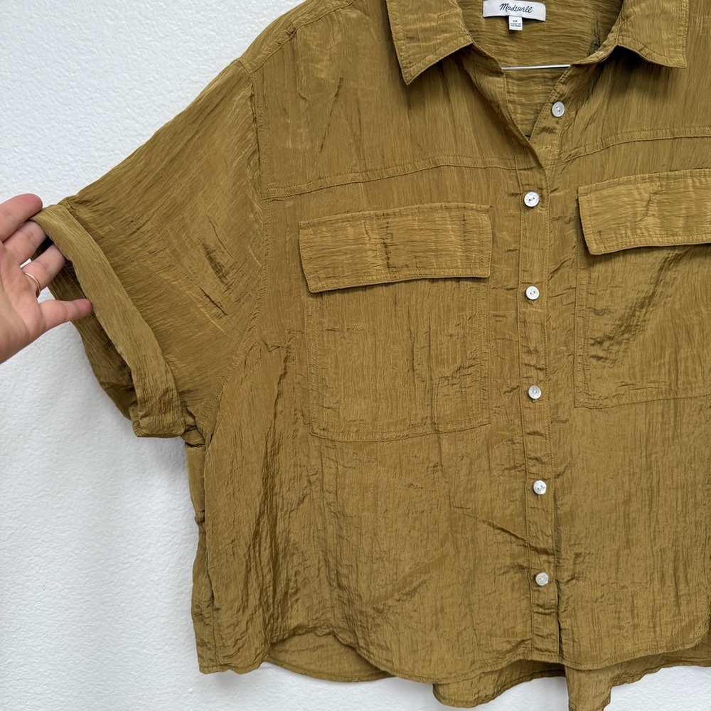 Madewell Crinkled Utility Button Up Shirt Size 1X - Picture 4 of 5